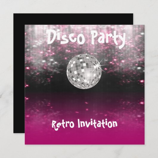 Invitation Retro Disco Party (Devant / Derrière)