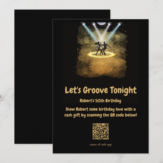 Invitation Retro Disco Party Code QR Fête d'anniversaire   (Devant / Derrière)