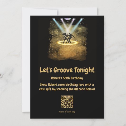 Invitation Retro Disco Party QR Code fête d'anniversaire (Devant)