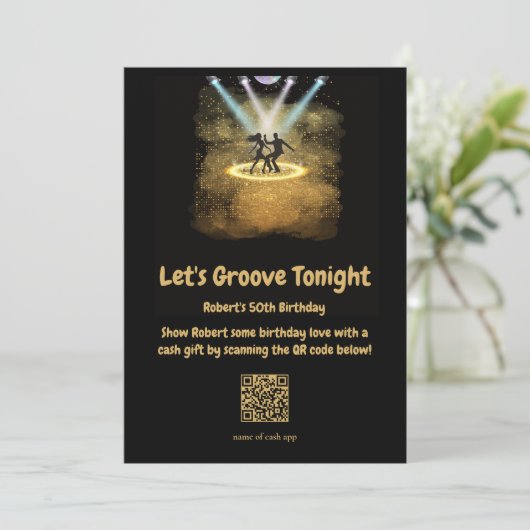 Invitation Retro Disco Party QR Code fête d'anniversaire (Debout devant)