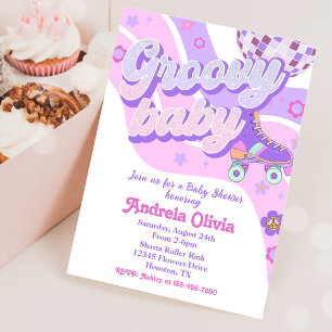 Invitation Retro Disco Roller Skate Baby shower Party