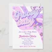 Invitation Retro Disco Roller Skate Baby shower Party (Devant)