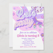 Invitation Retro Disco Roller Skate Faisons la fête 3e annive (Devant)