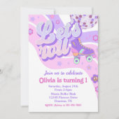 Invitation Retro Disco Roller Skate Let's Roll 1er anniversai (Devant)