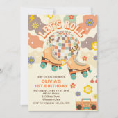 Invitation Retro Disco Roller Skate Let's Roll 1er anniversai (Devant)