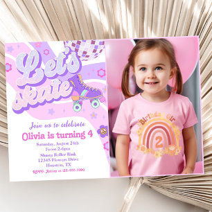 Invitation Retro Disco Roller Skate Let's Skate 4e anniversai