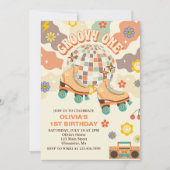 Invitation Retro Disco Roller Skate Super Un 1er anniversaire (Devant)