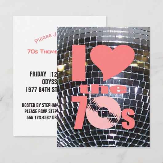 Invitation Rétro disque vinyle de partie des années 70 de la (Devant / Derrière)