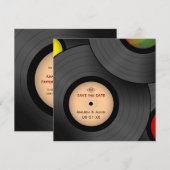 Invitation rétro disques vinyles Enregistrer la da (Devant / Derrière)