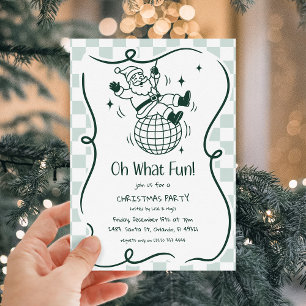 Invitation Retro Doodle Disco Père Noël Fête de Noël
