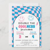 Invitation Retro Double Celebration Boy Girl Joint Birthday (Devant)