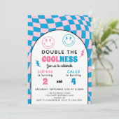 Invitation Retro Double Celebration Boy Girl Joint Birthday (Debout devant)