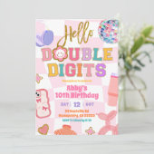 Invitation Retro Double Digits Patch Party Birthday (Debout devant)