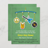Invitation Rétro douche de bébé de rock de guitare de paix (Devant / Derrière)