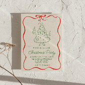 Invitation Retro Drake Green Red Christmas Fun Tree Party