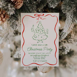 Invitation Retro Drake Green Red Christmas Fun Tree Party