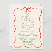 Invitation Retro Drake Green Red Christmas Fun Tree Party (Devant)