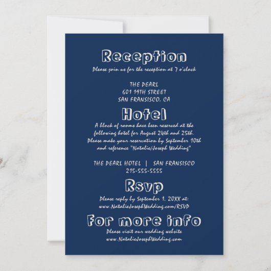 Invitation Rétro Écrit À La Main Moderne Tout En Un Mariage (Dos)