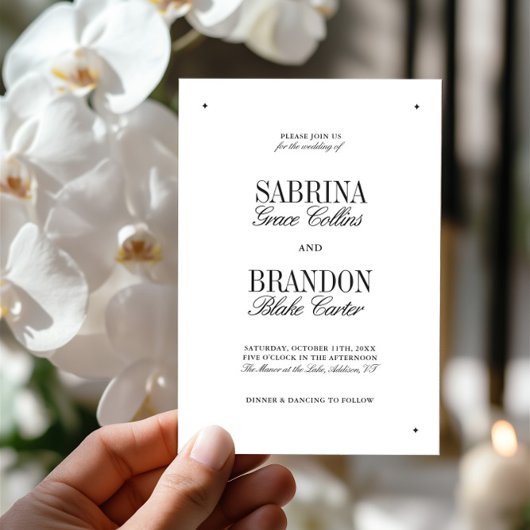 Invitation Retro Elegant Black & White Wedding