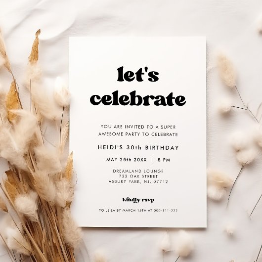 Invitation Retro élégant Fêtons l'anniversaire