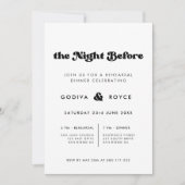 Invitation Rétro élégant La nuit avant la répétition mariage (Devant)