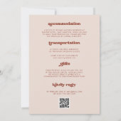 Invitation Retro élégant mariage rose Peach (Dos)