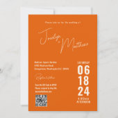 Invitation Rétro Élégant Moderne Floral Orange (Devant)