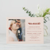 Invitation Retro élégant Peach Pink Nous faisons toujours Pho (Debout devant)