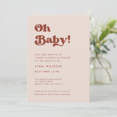 Invitation Retro élégant Peach Pink Oh Baby (Debout devant)