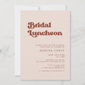 Invitation Retro élégant pêches rose nuptiale déjeuner (Devant)