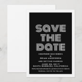 Invitation Rétro Enregistrer l'Invitation de date, Noir (Devant / Derrière)