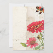 Invitation Retro Ephemera Zinnia et Ladybug Fête des mariées (Dos)