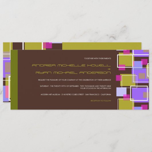 Invitation Rétro épouser de cubes en amusement géométrique (Devant / Derrière)
