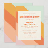 Invitation Retro Été Abstrait Stripes Graduation Party (Devant / Derrière)