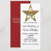 Invitation Rétro Étoile d'Hollywood Blanc & Or (Devant / Derrière)