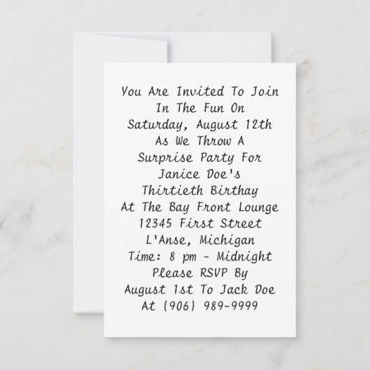 Invitation Rétro expression d'amusement d'invitations de fête (Dos)