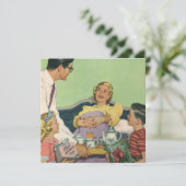 Invitation Retro Family Sert Maman Petit déjeuner en Bed (Debout devant)