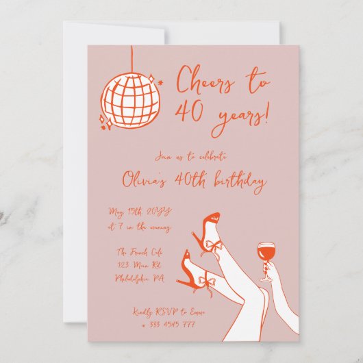 Invitation Retro Fancy BIrthday Party (Devant)