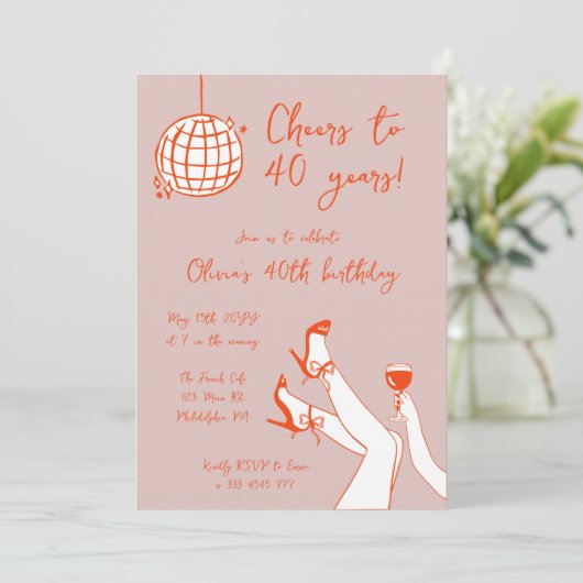 Invitation Retro Fancy BIrthday Party (Debout devant)