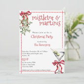 Invitation Retro Festive Mistletoe & Martinis Christmas Party (Debout devant)
