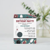 Invitation Rétro fête d'anniversaire de bowling (Debout devant)