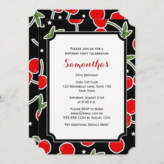 Invitation Rétro fête d'anniversaire découpée avec des (Devant / Derrière)