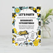 Invitation Retro Fête d'anniversaire Let's Party (Debout devant)