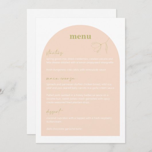 Invitation Retro Fêtes des mariées Mariage Dîner Menu A115 (Devant / Derrière)