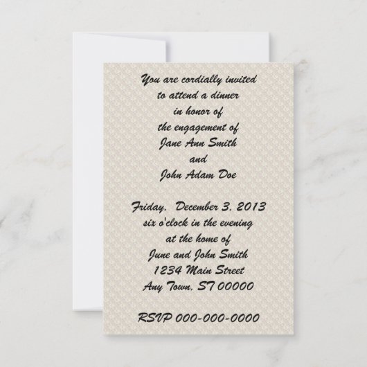 Invitation Retro Fiançailles Dinner V2 (Dos)