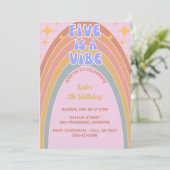 Invitation Retro Five est un Anniversaire Vibe Rainbow Pink (Debout devant)