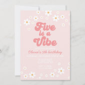 Invitation Retro Five est une marguerite Vibe 5e anniversaire (Devant)