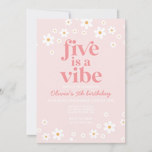 Invitation Retro Five est une vaisselle Vibe 5e anniversaire  (Devant)