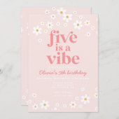 Invitation Retro Five est une vaisselle Vibe 5e anniversaire  (Devant / Derrière)