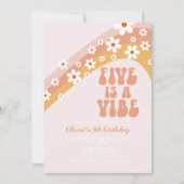 Invitation Retro Five est une Vibe Super marguerite 5e annive (Devant)